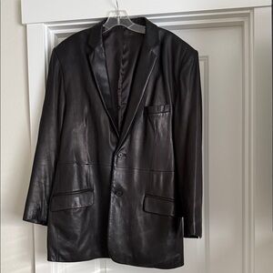 INC International Concepts Black Leather Blazer